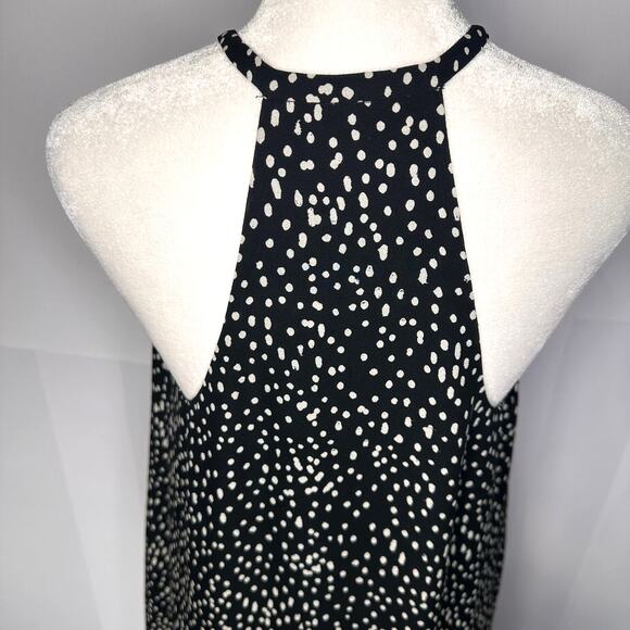 A.L.C. Black 100% Silk White Polka Dot Shift Designer Dress Women's Size 6 - Picture 7 of 9